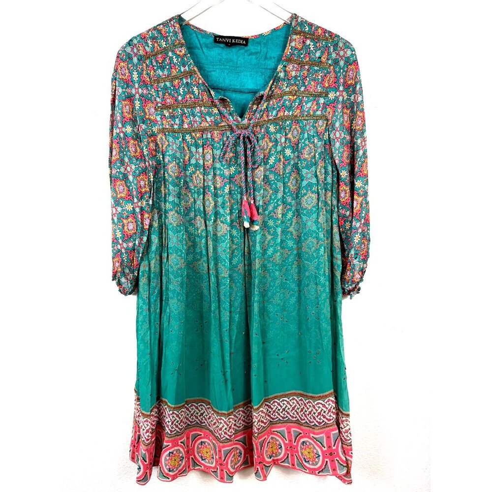 Tanvi Kedia Bohemian Tassel Tunic Dress Festival Western Size S - Picture 3 of 16